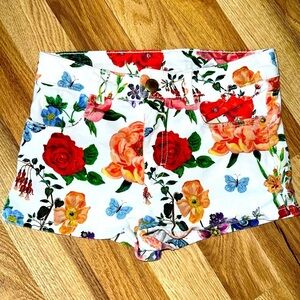 Nathalie Lete X H&M Girls Butterfly Floral White Denim Shorts Size 9-10y